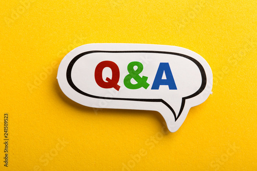 Question And Answer Speech Bubble Isolated On Yellow