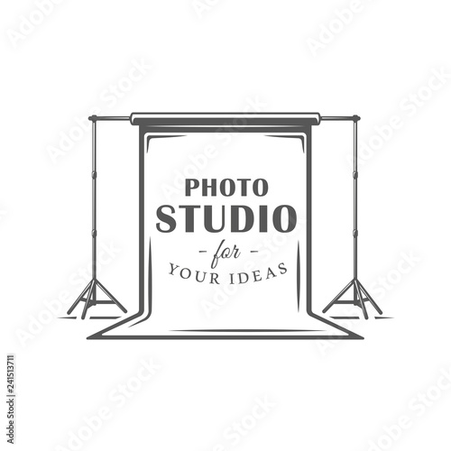 Photo studio label isolated on white background