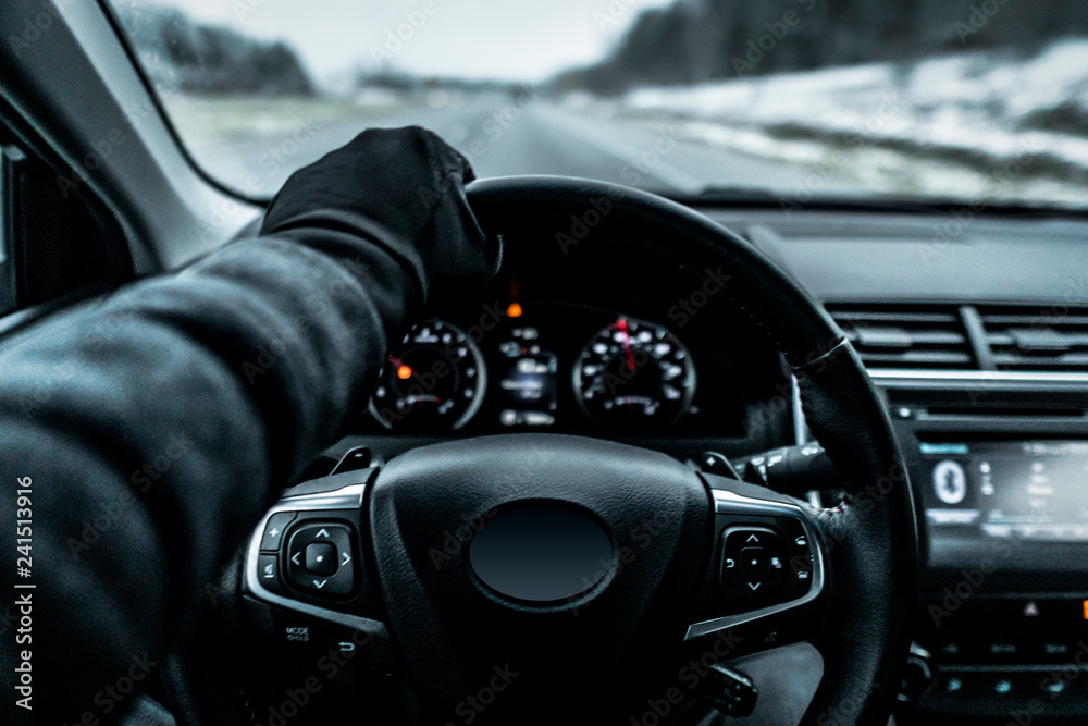 car dashboard and steering wheel Stock Photo Adobe Stock