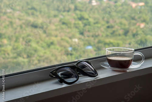 Relax with coffee by the window.