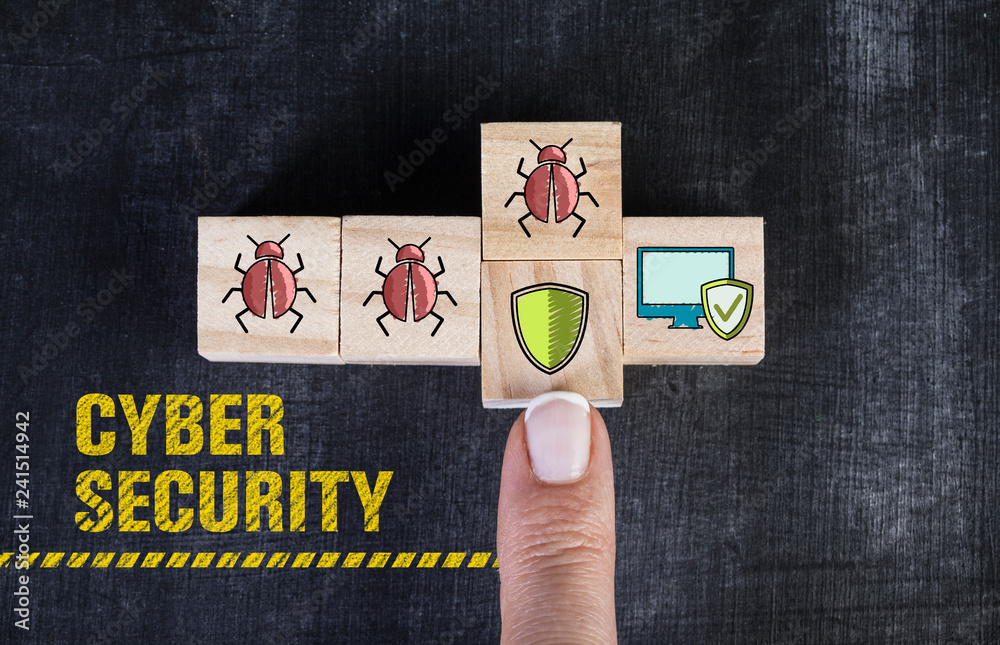 Security icon concept on the wooden cubes Security icon concept on the wooden cubes