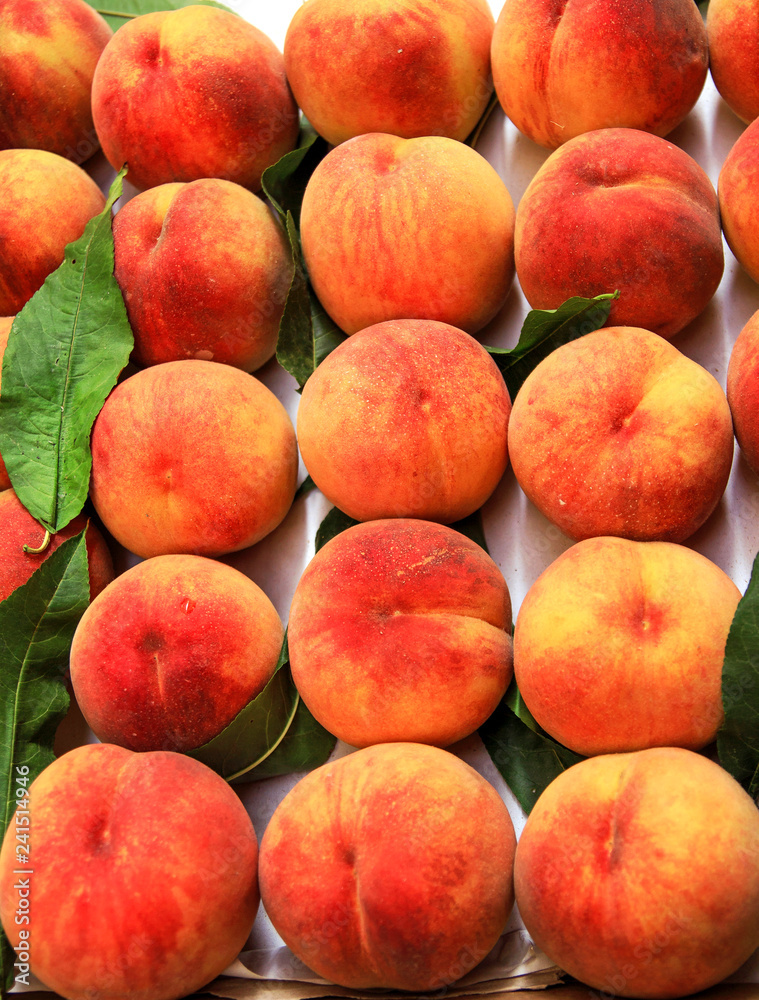Fresh Organic Peaches Heap Of Fresh Ripe Peaches Fresh Organic Peaches Heap Of Fresh Ripe Peaches