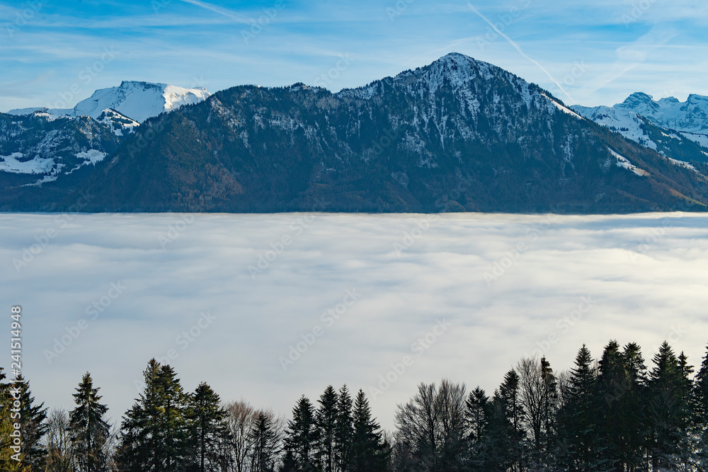 Nebelmeer über Nidwalden mit Buochserhorn, aus Sicht Bürgentock, Schweiz