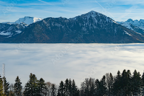 Nebelmeer über Nidwalden mit Buochserhorn, aus Sicht Bürgentock, Schweiz