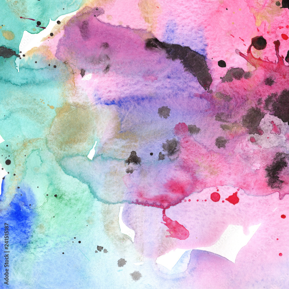 Abstract watercolor paper splash shapes isolated drawing. Illustration aquarelle for background.