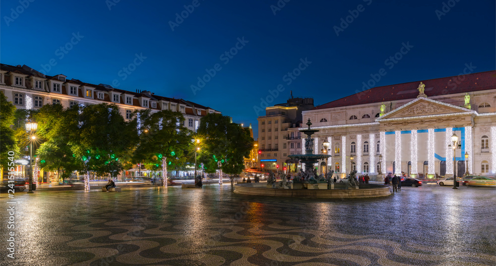 Rossio Square by Night, Lisbon