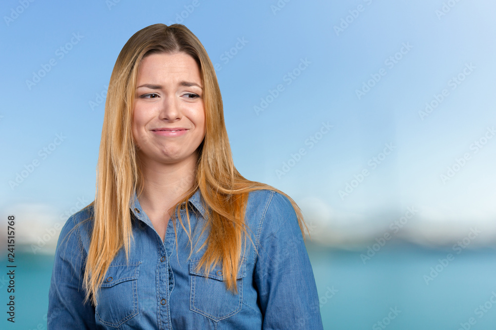 Portrait of thinking and sad woman Portrait of thinking and sad woman