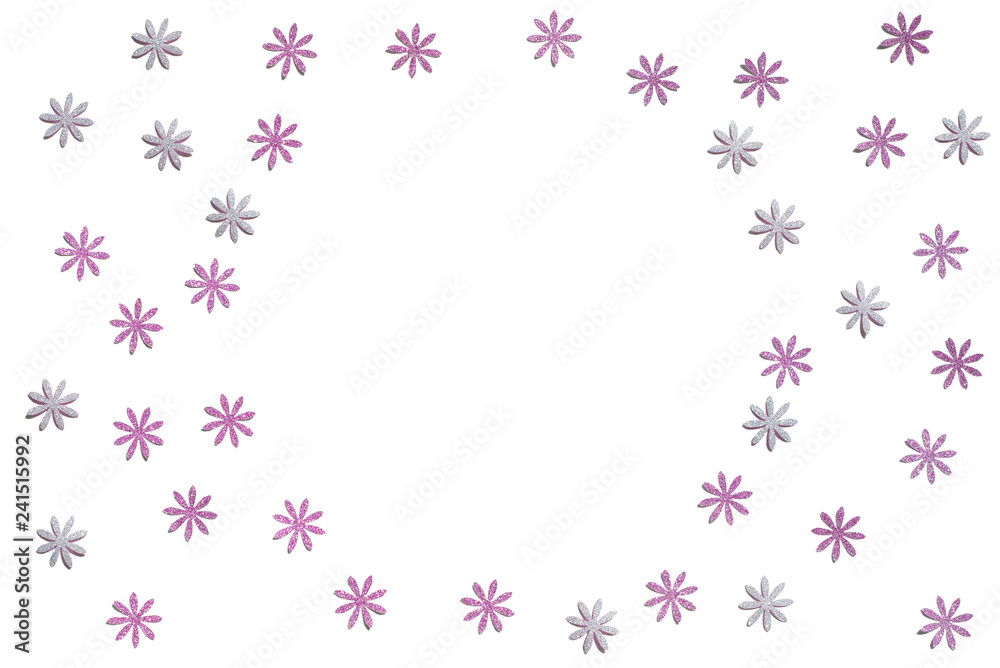 Pink glitter flower frame paper cut background - isolated Pink glitter flower frame paper cut background - isolated