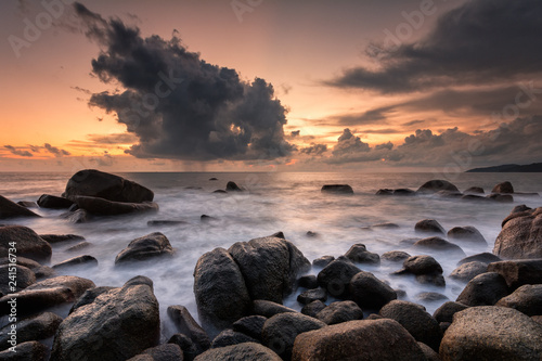 Beautiful sunset of seascape in Phuket Thailand.