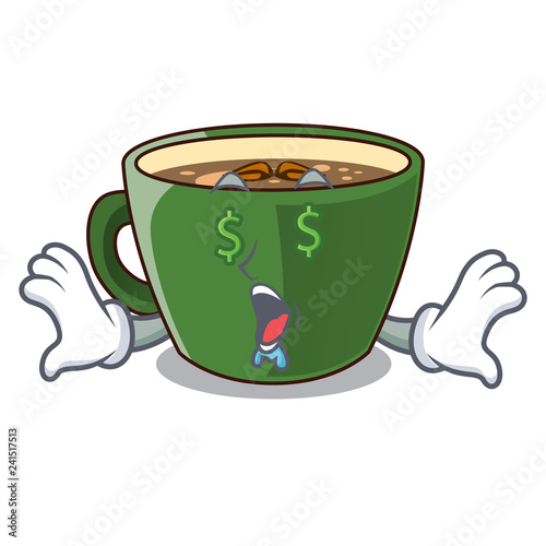 Money eye indian masala tea isolated on mascot