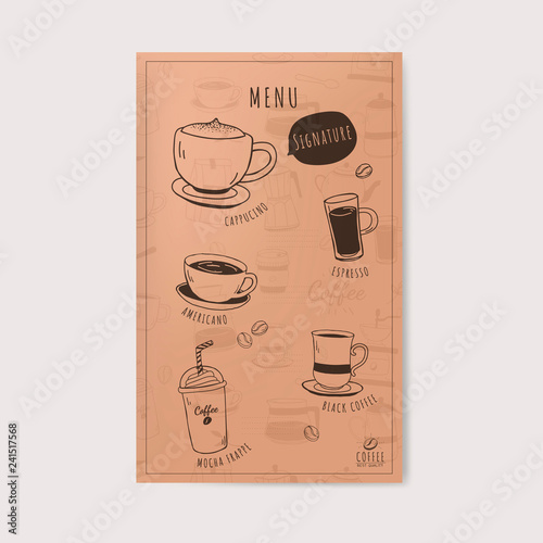 Coffee shop and cafe menu vector