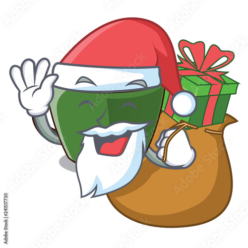 Santa with gift indian masala tea isolated on mascot