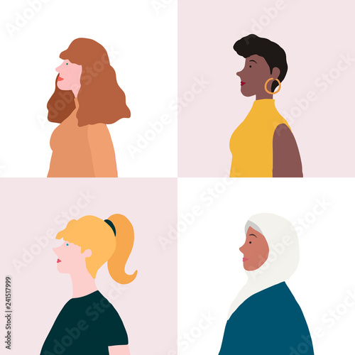 Collection of women in profile vector
