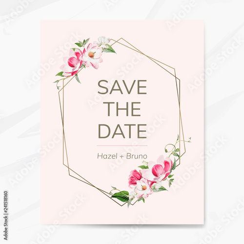 Save the date wedding invitation mockup vector