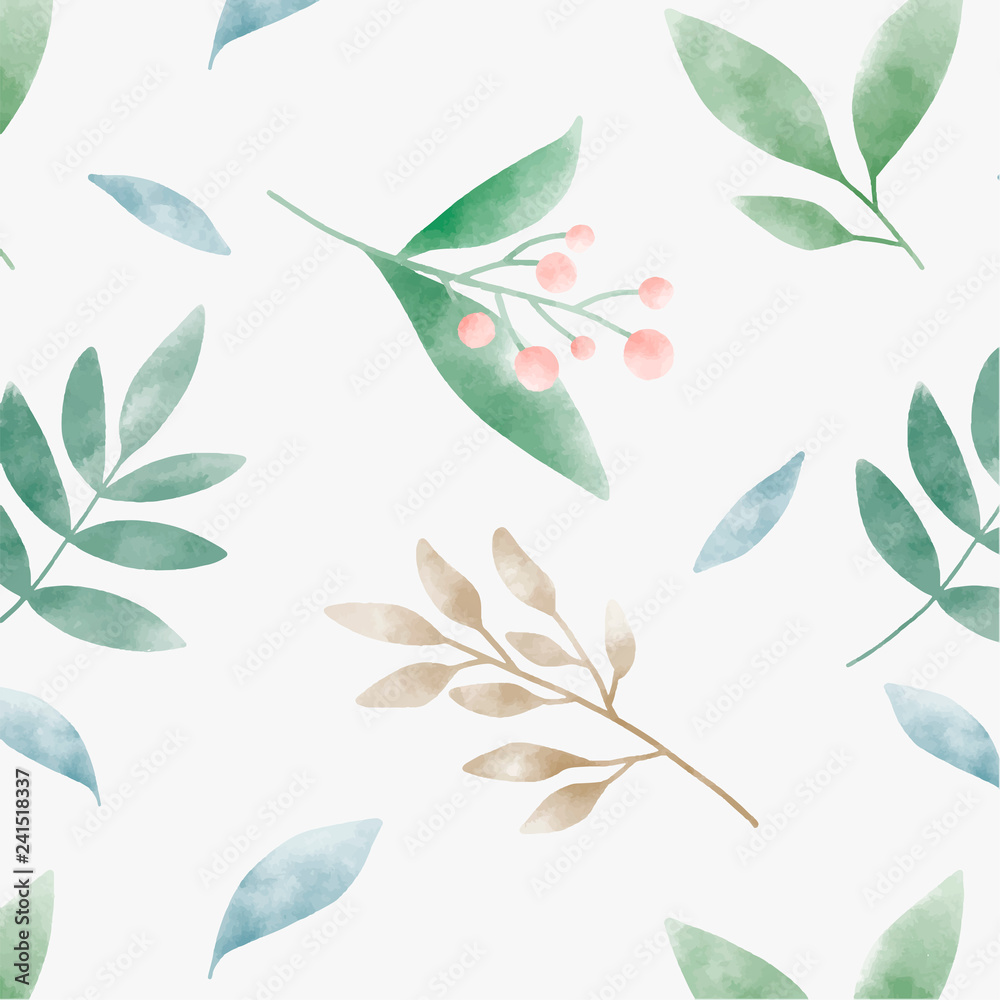 Watercolor leaves graphic pattern design