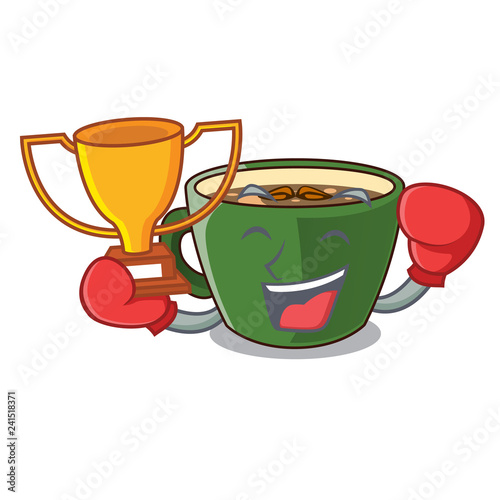 Boxing winner indian masala tea isolated on mascot
