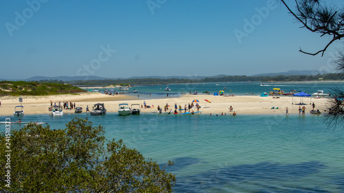 Summer Holidays, people and boats, Forster, NSW Australia