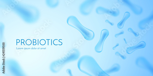 Probiotics Bacteria Vector illustration. Microscopic bacteria closeup. photo