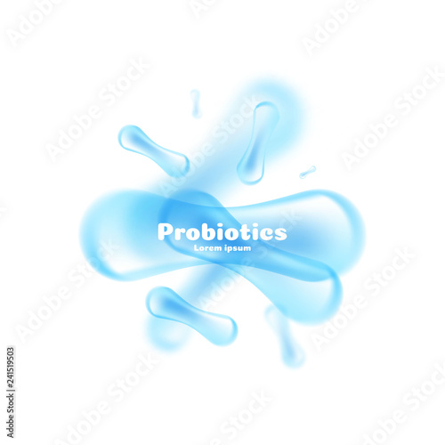 Probiotics Bacteria Vector illustration. Microscopic bacteria closeup.