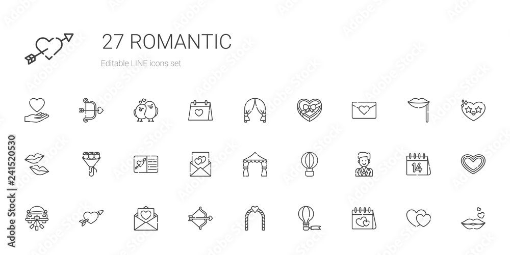 romantic icons set
