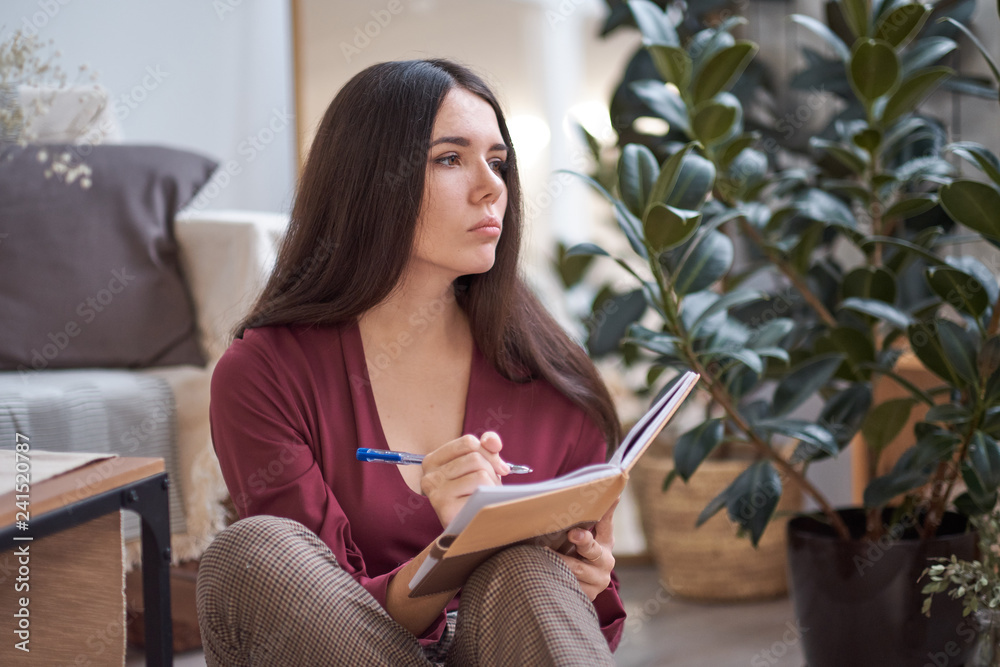 Woman Thinking Dreaming Concentration Project Concept