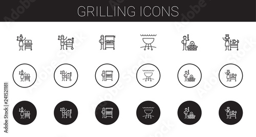 grilling icons set