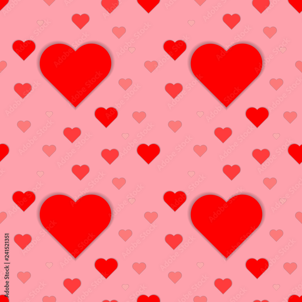 Vector seamless pattern with hearts. Surface for wrapping paper, shirts, cloths, Digital paper
