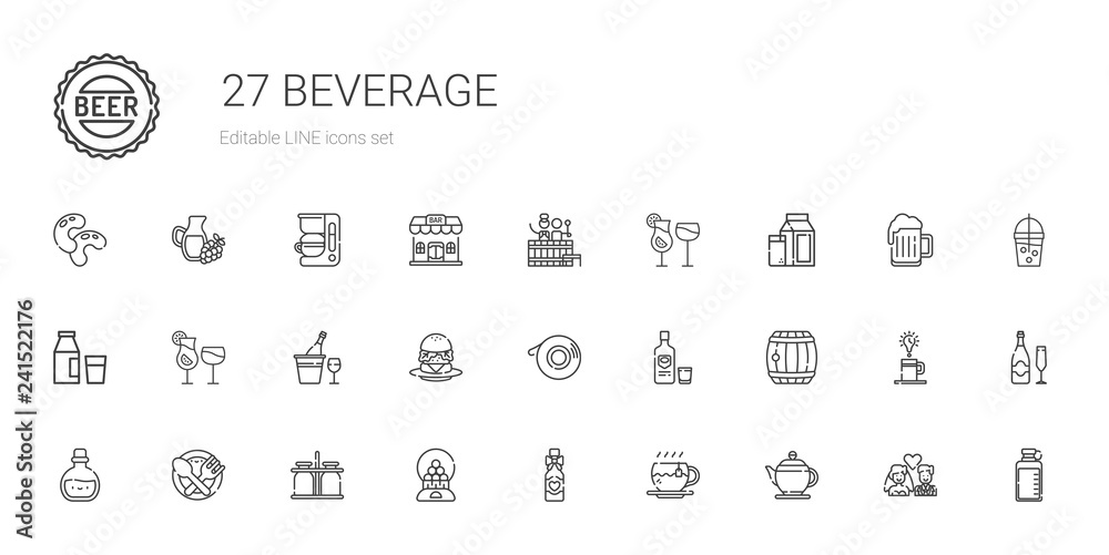 beverage icons set beverage icons set