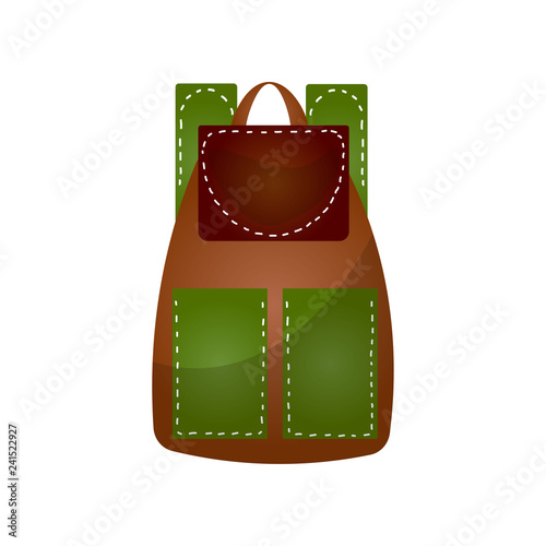 Modern practical backpack with extra pockets roomy shape for a fashionable teenager.