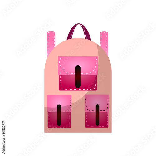 Modern practical backpack with extra pockets roomy shape for a fashionable teenager.