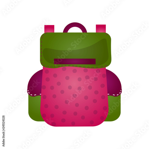 Modern practical backpack with extra pockets roomy shape for a fashionable teenager.