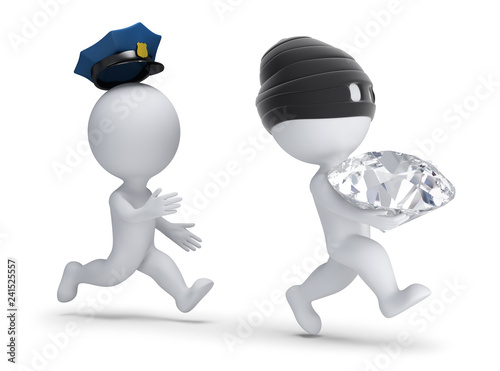 Photography 3d small people - thief stole the diamond