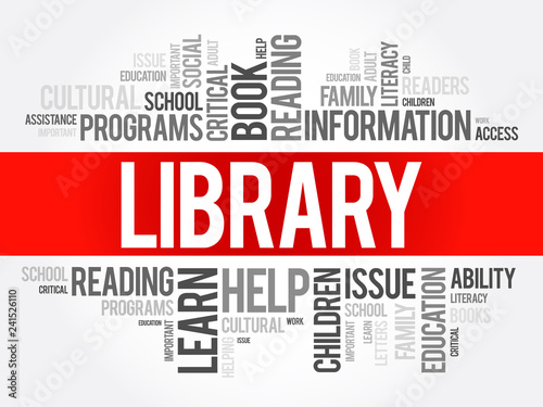 Library word cloud collage, education concept background