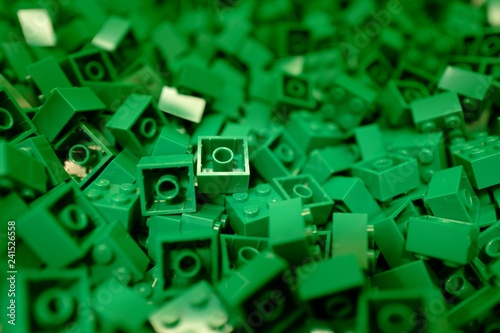 Many pieces of green toy blocks 