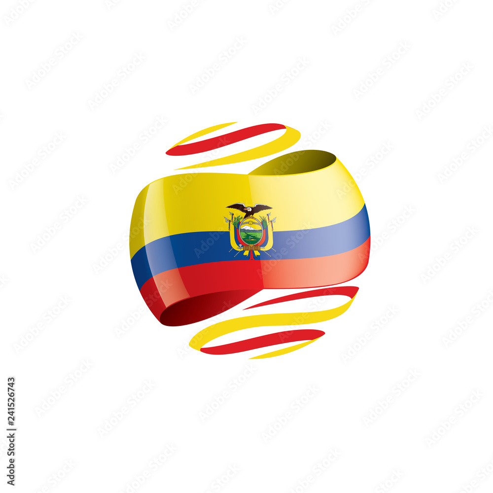 Obraz premium Ecuador flag, vector illustration on a white background