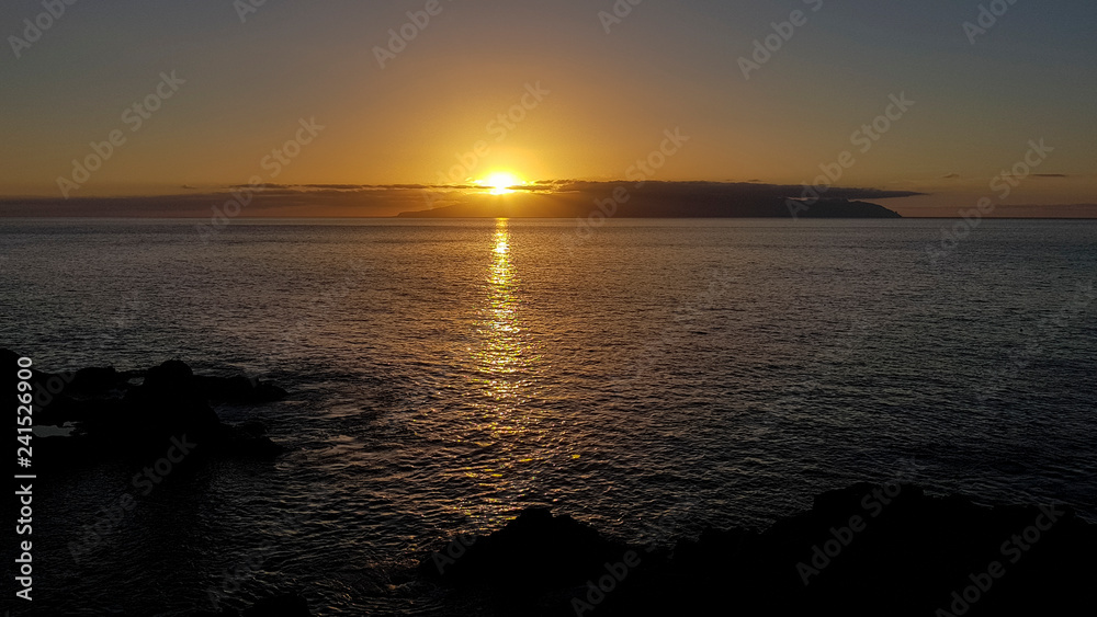 Sunset over La Gomera, view from Tenerife