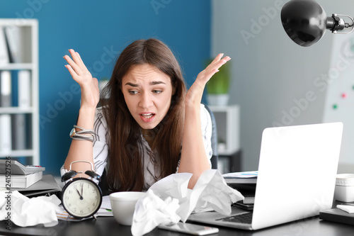 Stressed businesswoman miss...