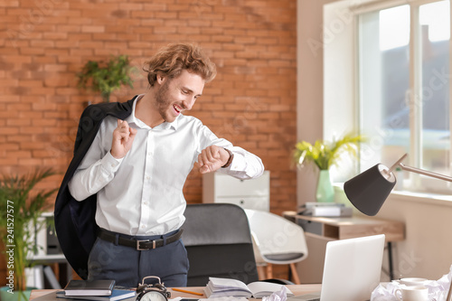 Happy businessman finishing...