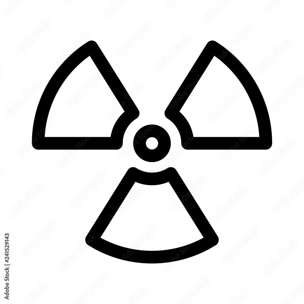 Radioactive material sign. Symbol of radiation alert, hazard or risk.  Simple flat vector illustration in black and white. Stock Vector | Adobe  Stock