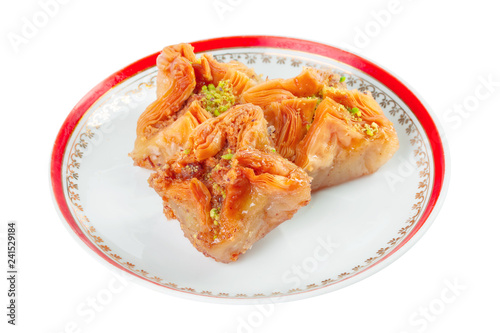 Turkish Ramadan Dessert Baklava isolated on white