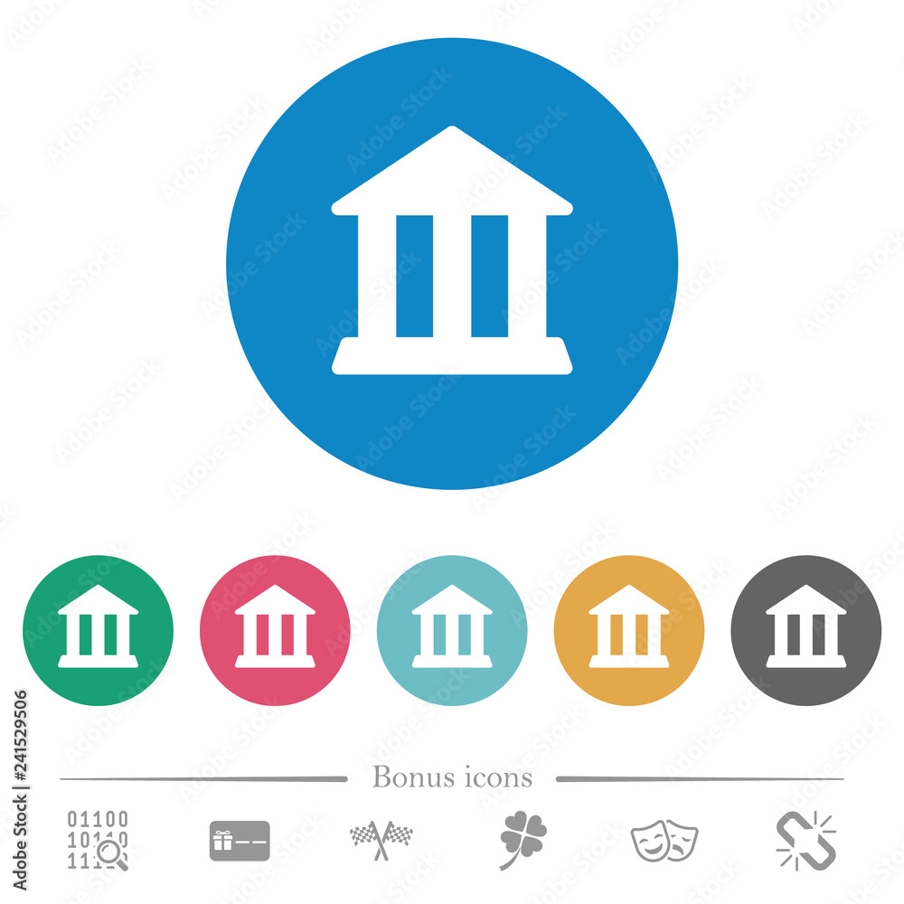 Bank office building flat round icons Bank office building flat round icons