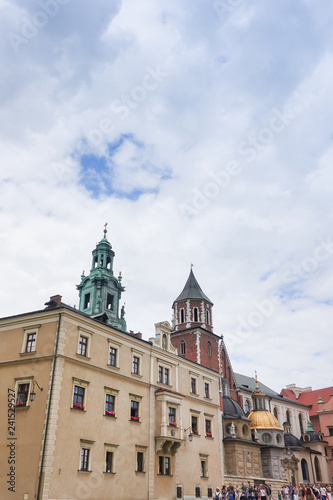 KRAKOW, POLAND - August 27, 2017: antique building view in Krakow, Poland