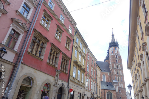 KRAKOW, POLAND - August 27, 2017: antique building view in Krakow, Poland © ilolab