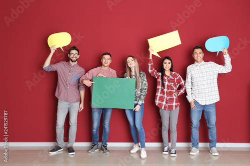Young people with blank spe...