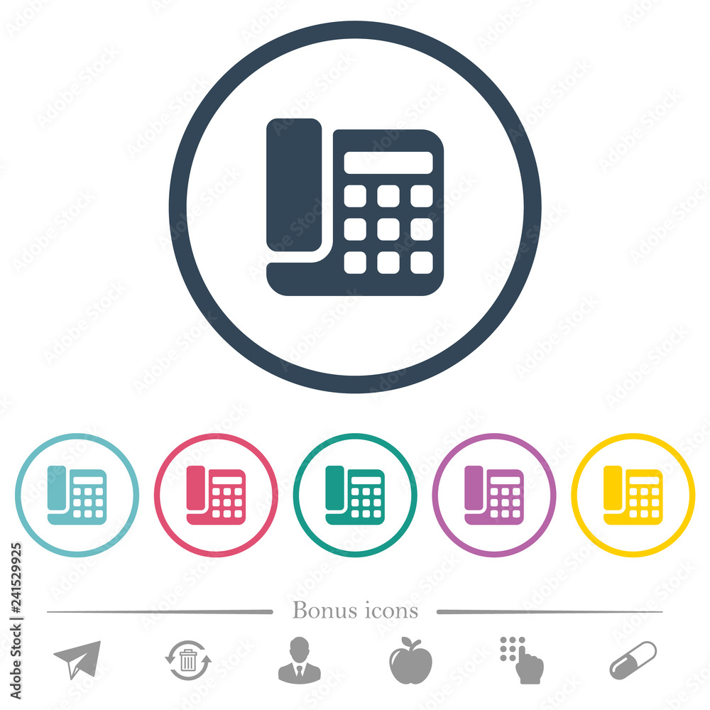 Office phone flat color icons in round outlines Office phone flat color icons in round outlines