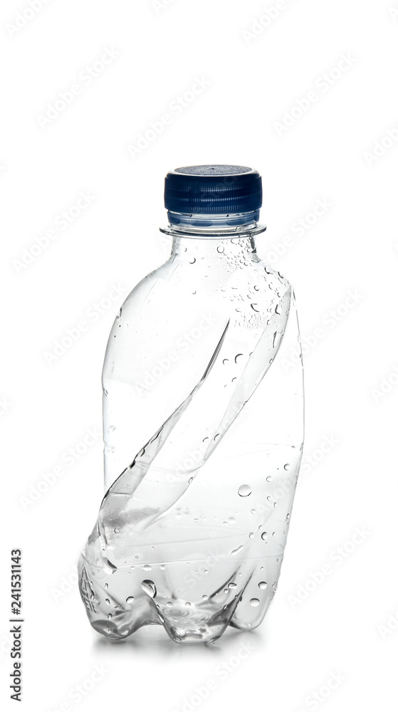 Fototapeta premium Used plastic bottle on white background. Recycling concept