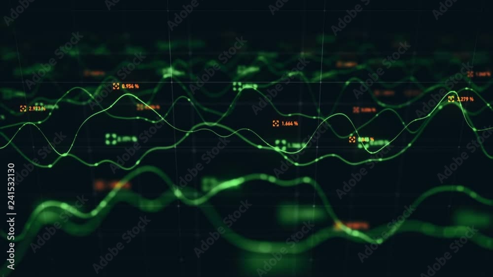 Animation growth of abstract charts with changing values of check points on dark background. Animation of seamless loop. Animation growth of abstract charts with changing values of check points on dark background. Animation of seamless loop.