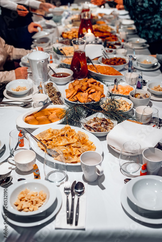 table with Christmas Eve supper