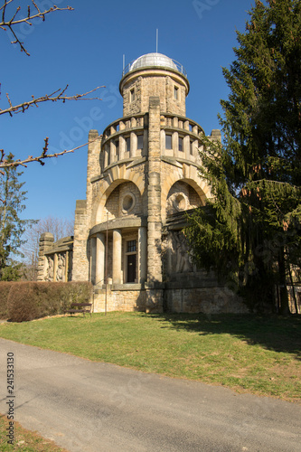 Historic Masaryk lookout tower of independence in Horice in Czech republic, sunny day