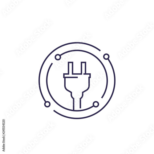 electricity vector line icon with electric plug